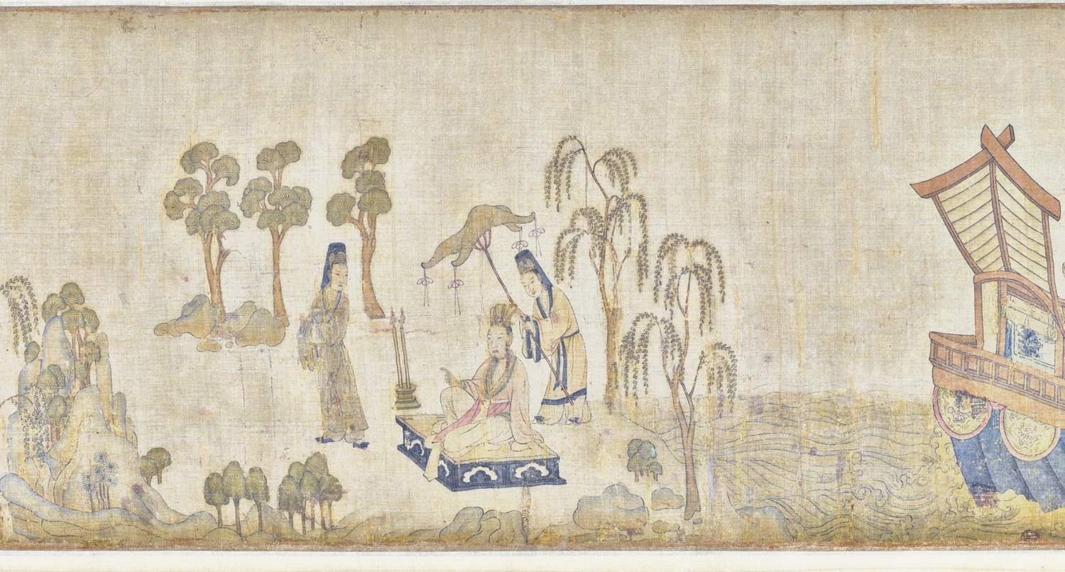 坐在席上的曹植与侍从
